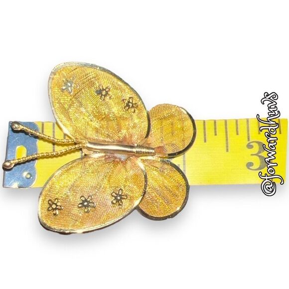 Bundle Sale 3 for $15 | Mesh Gold Tone Hand Crafted Butterfly Brooch - Picture 5 of 8